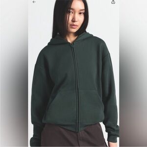 SKIMS Classic Cotton Fleece Zip Up Hoodie - Spruce size XL